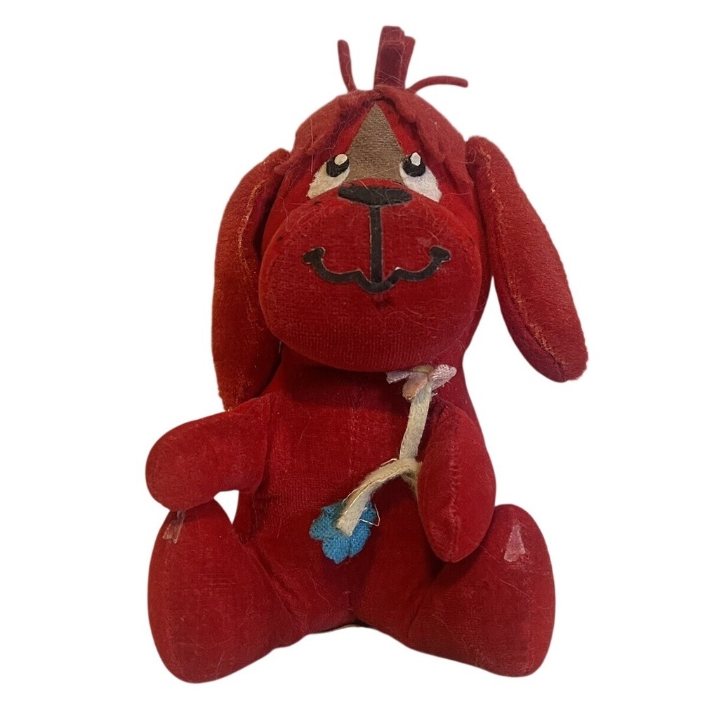 Vintage Dream Pets Plush By Dakin - Rufus the Red Dog -with Flowers 1960's